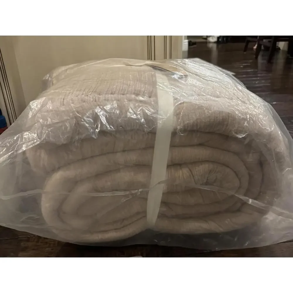 West Elm Chenille Linear Comforter. Taupe. King NEW